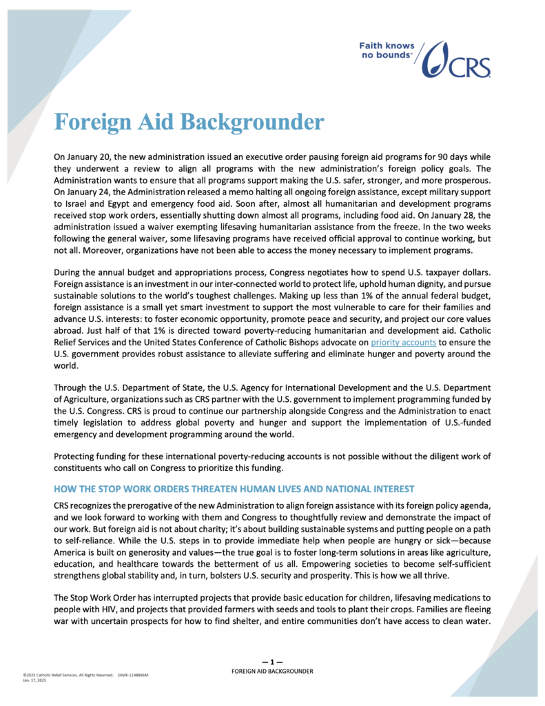 Thumbnail CRS Backgrounder Foreign Aid Freeze